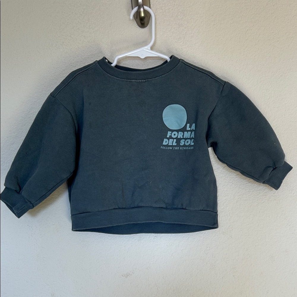 Zara Kids Gray Sweatshirt with Blue Graphic